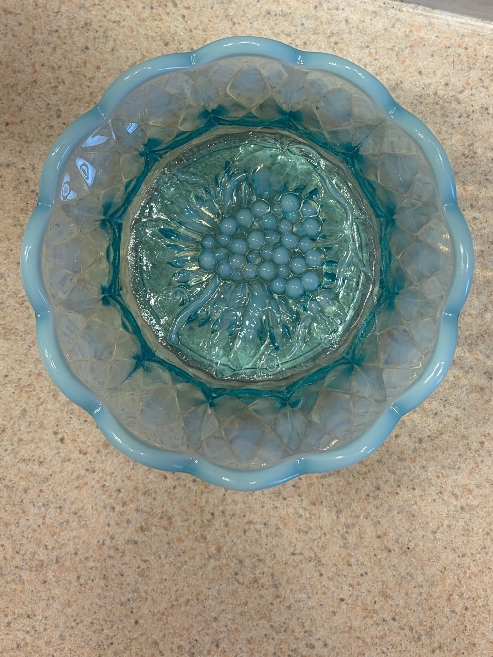 Vintage Fenton opalescent Blue Glass Candy dish- Home Art Accent - Picture 2 of 9
